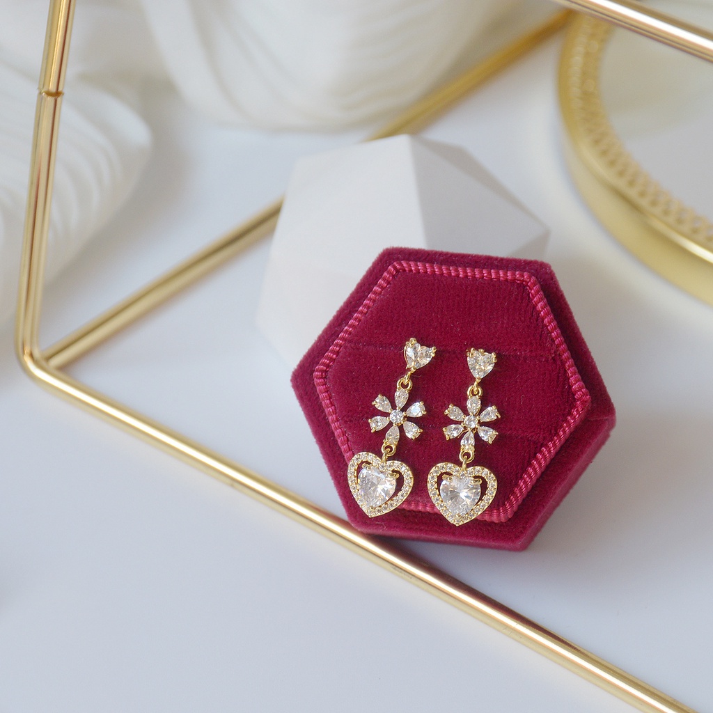 V.I.T House | Bông tai S925 tim đá vàng