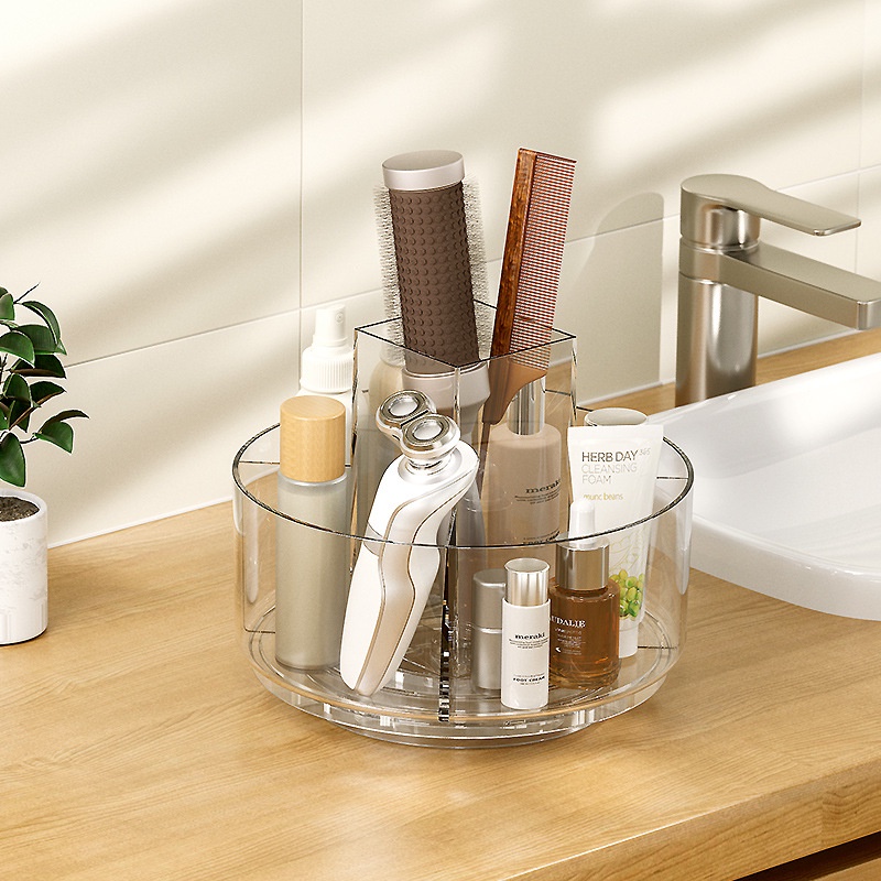 Hộp Đựng Mỹ Phẩm Bằng Acrylic Trong Suốt Có Thể Xoay Được Tiện Dụng