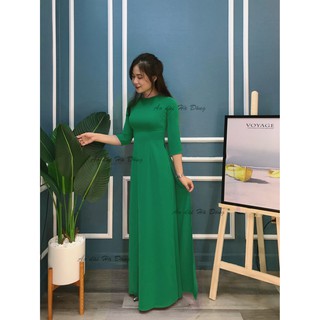 Áo dài trơn lụa nhật/màu xanh
