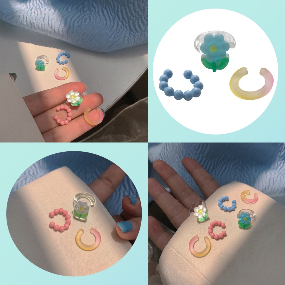 Set 3 Khuyên Tai Hình Hoa Nhiều Màu Sắc Dễ Thương Cho Nữ