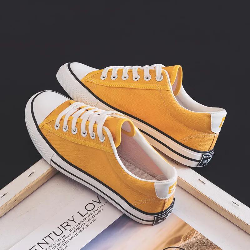 Giày Vải canvas Cổ Thấp Màu Trắng Phong Cách Hàn Quốc Thời Trang Xuân Thu Cho Nữ