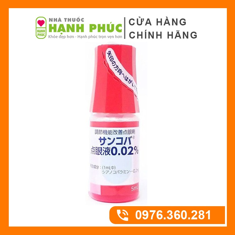 Nước Nhỏ Mắt Sancoba 0,02% 5ml Nhật Bản- Sancoba Hỗ Trợ Người Cận Thị - Điều Tiết Chứng Mỏi Mắt, Rối Loạn Điều Tiết Mắt