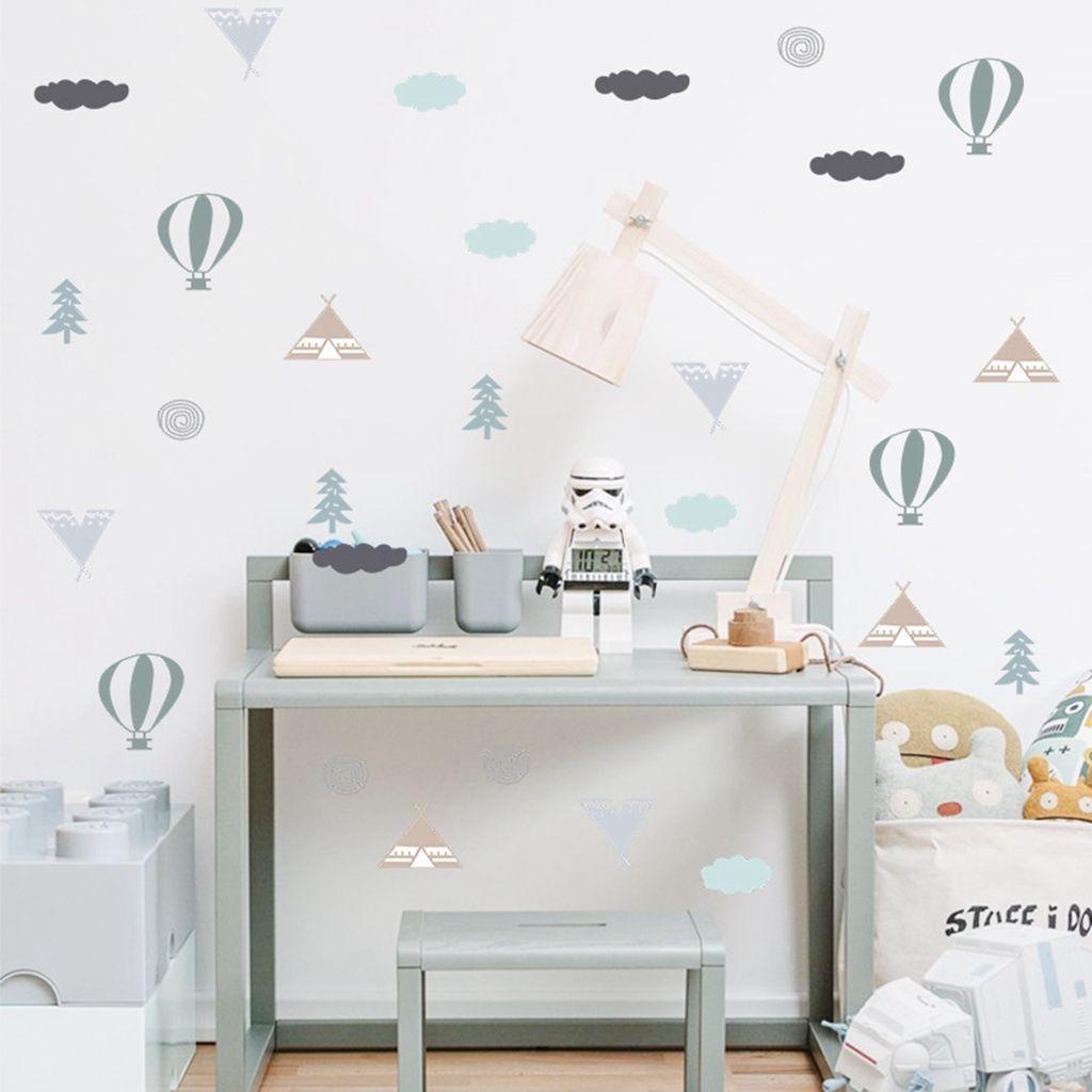 1 Miếng Dán Tường Trang Trí Hình Khinh Khí Cầu Hoạt Hình DIY