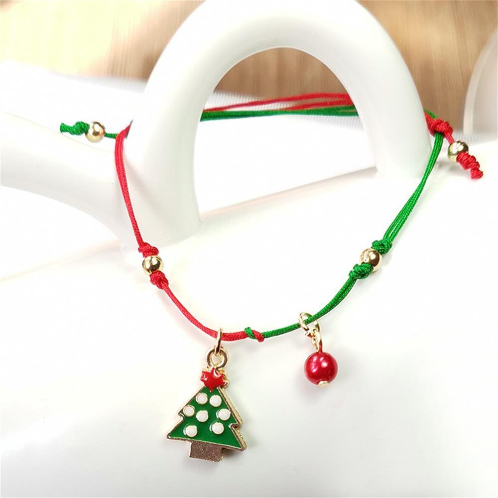 Vòng Tay Dây Bện Mặt Hình Cây Thông Giáng Sinh Cho Nữ