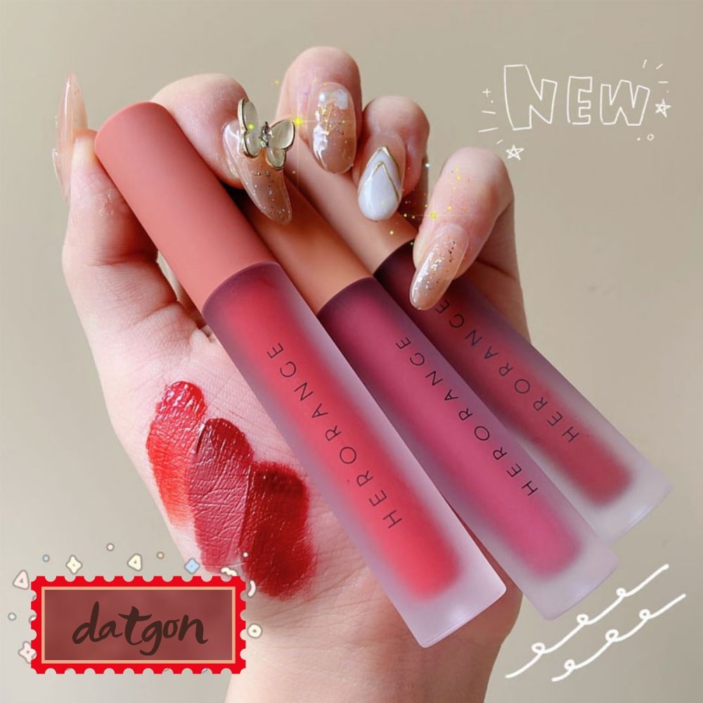 SET 3 cây SON KEM LÌ, son môi nội đ, son trang điểm, makeup mặt HERORANGE, Fluffy Lip Glaze gồm 3 thỏi 2021