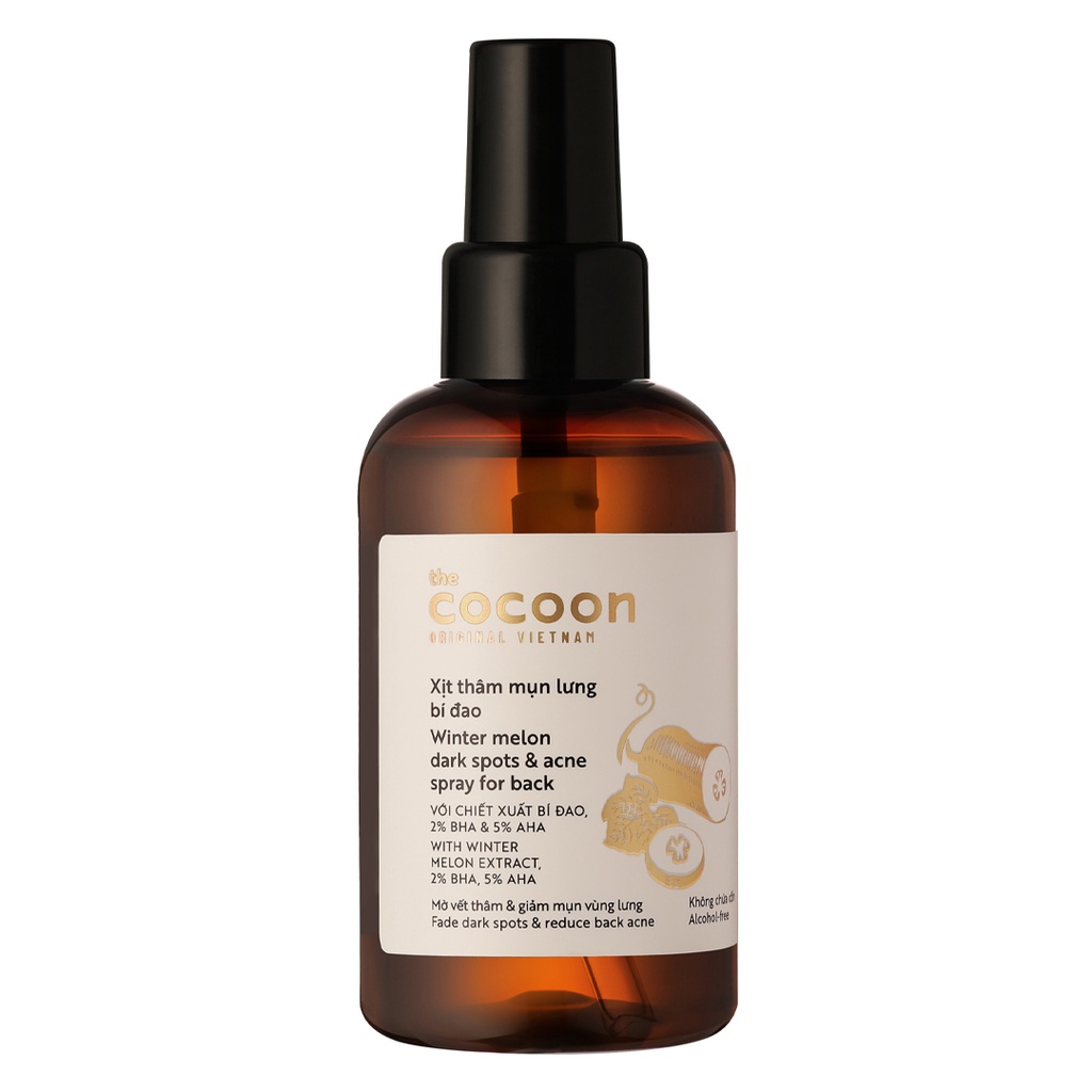 Xịt Thâm Mụn Lưng Cocoon Chiết Xuất Bí Đao 140ml Winter Melon Dark Spots &amp; Acne Spray For Back