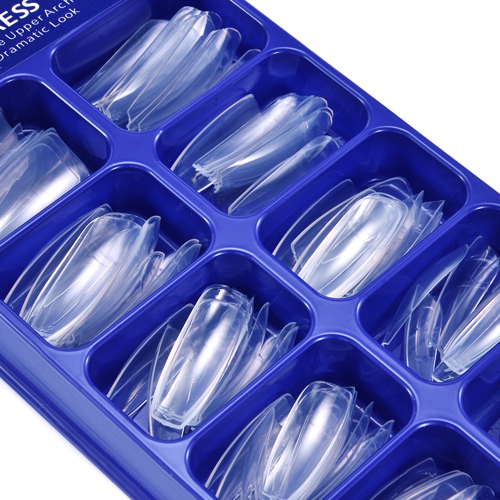 Bộ 100 Móng Tay Giả / Móng Tay Giả / Móng Tay Giả Bằng Acrylic Trong Suốt / Che Phủ Toàn Diện / Móng Tay Giả Kiểu Pháp / Ballerina Kèm Hộp Đựng