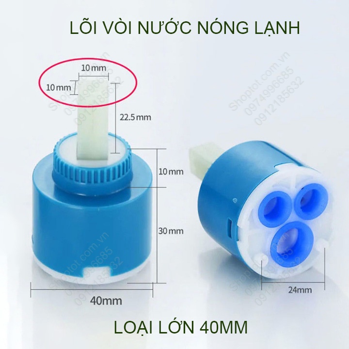 Lõi vòi nước nóng lạnh, dùng cho các loại vòi nóng lạnh, sen tắm, loại 35mm hoặc 40mm tùy chọn