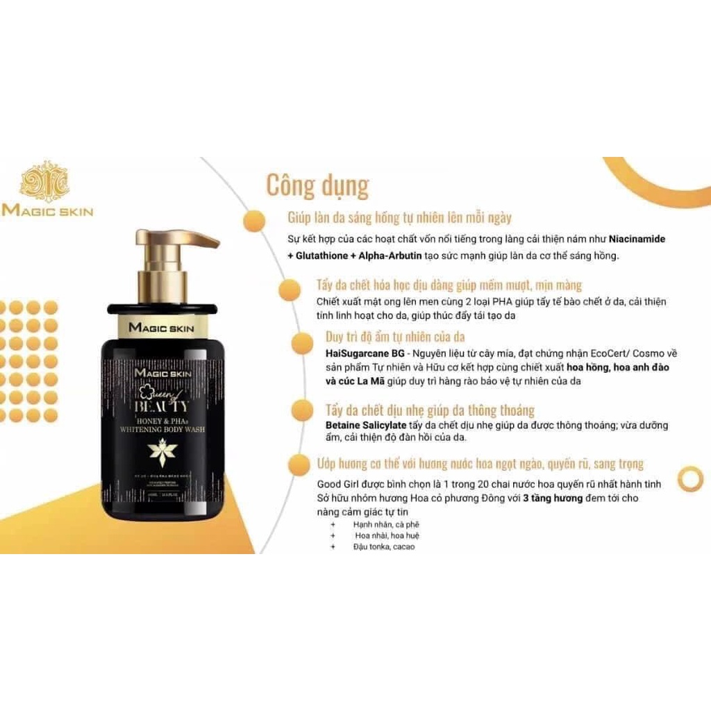 Sữa tắm trắng nước hoa Magic Skin chiết xuất mật ong
