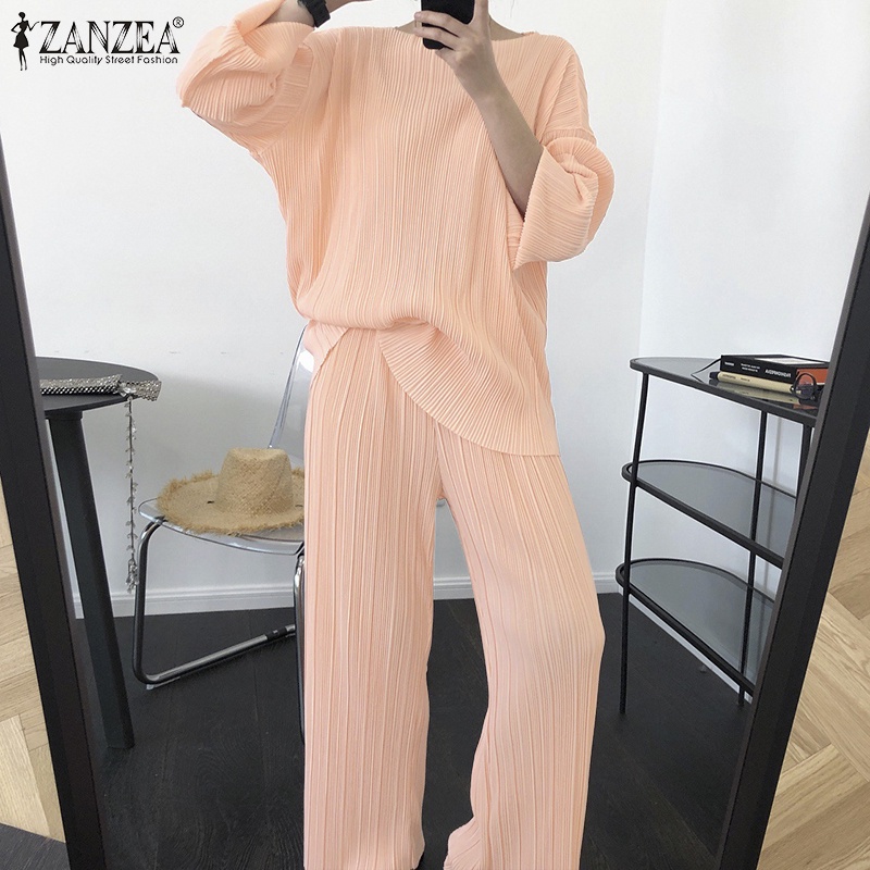 Trang phục Zanzea gồm quần dài ống rộng và áo tay dài phong cách cá tính cho nữ