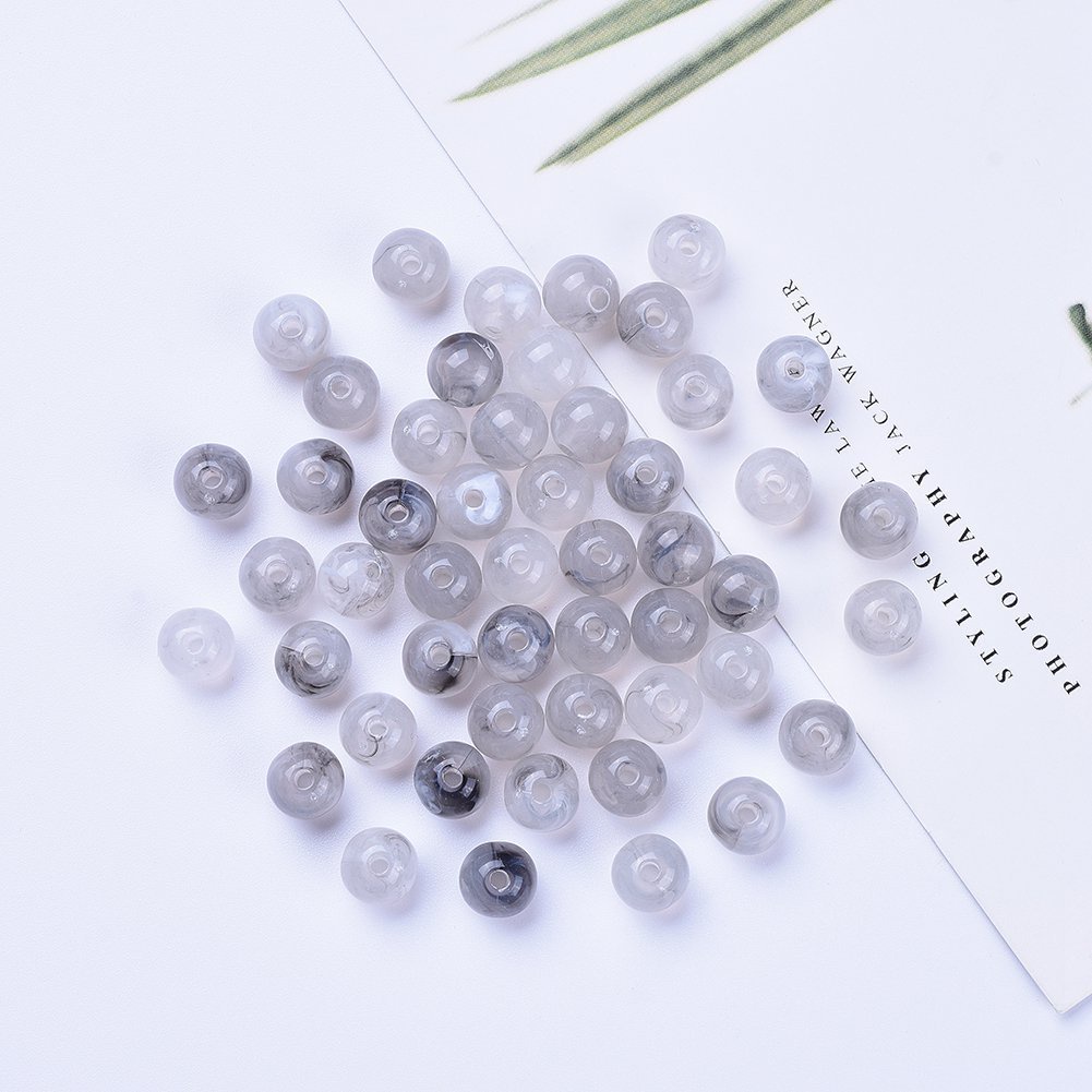 Bộ 50 hạt nhựa tròn 8mm tự làm trang sức