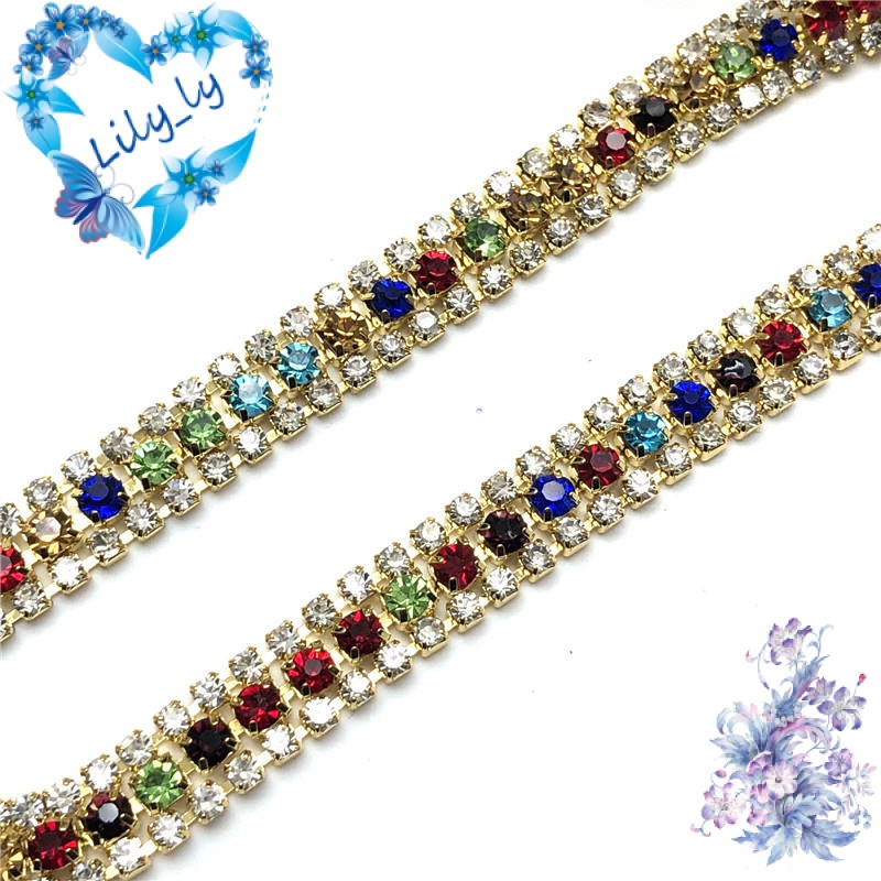 2068080 Bán Trực Tiếp Từ Nhà Máy Chuỗi Xích Kim Cương Giả Ba Hàng Xích Trang Trí Quần Áo Hàn