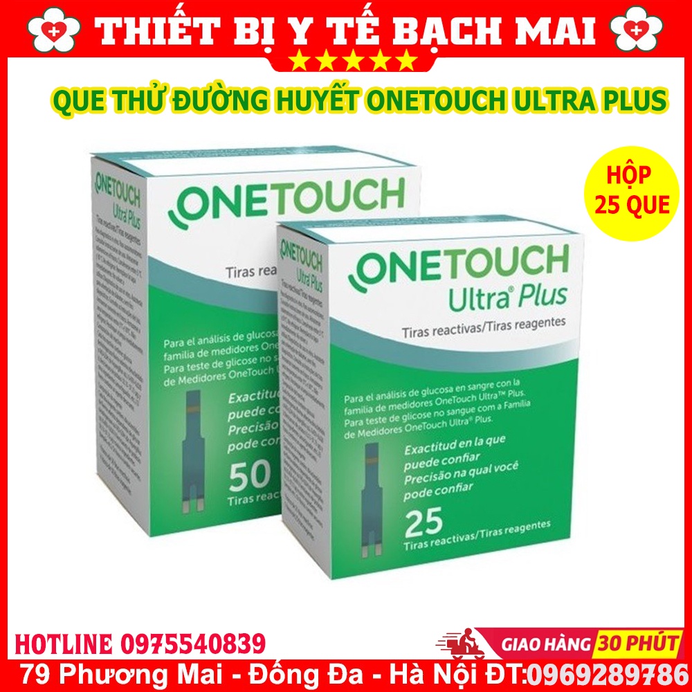 ✅ONETOUCH ULTRA PLUS 25 QUE Que Thử Đường Huyết Máy OneTouch Ultra Plus Flex