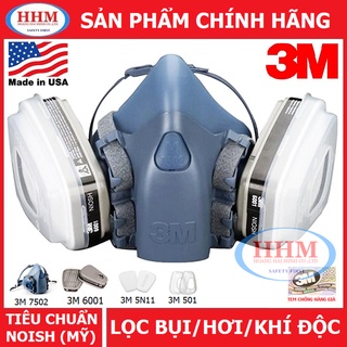 Bộ mặt nạ phòng độc 3m 7502 và phin lọc 3m 6001 - hàng chính hãng