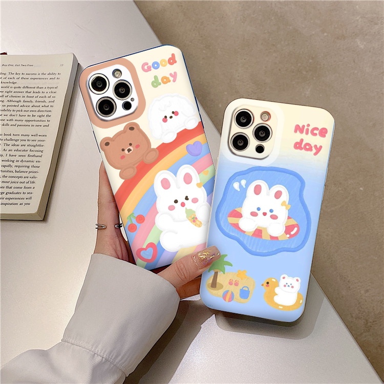 Ốp điện thoại iphone Good day, Nice day thỏ gấu dễ thương ốp iphone6/6s/7/8/se2020/13/12/12Pro/Promax/x/xs/xr/xsmax BVC