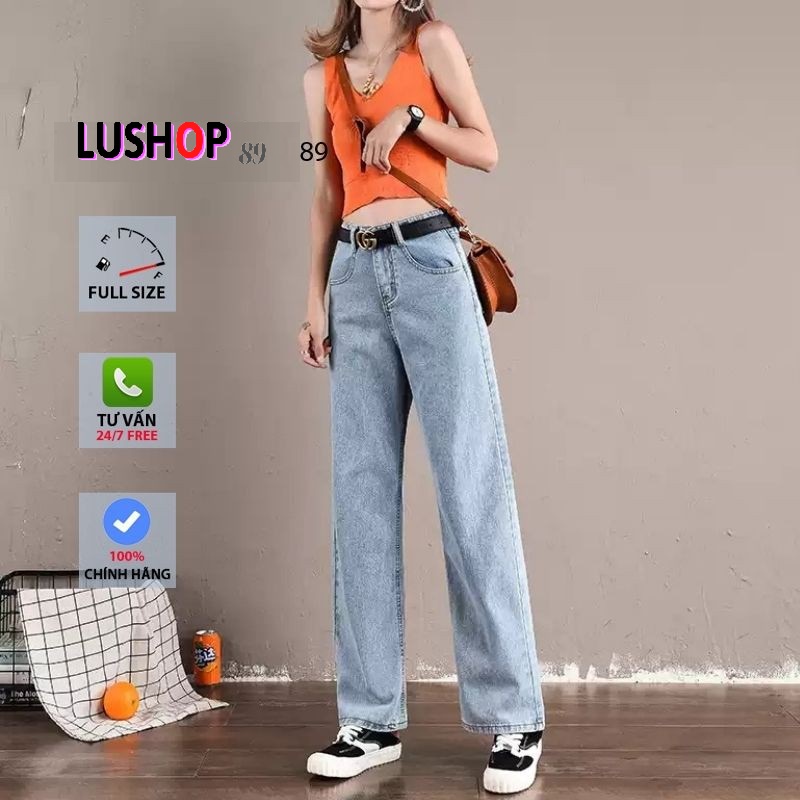 Quần jean bò ống rộng quần jean bò ống suông jeans nữ lưng cao cạp cao quần nữ đẹp hot QT07 lushop89 | BigBuy360 - bigbuy360.vn