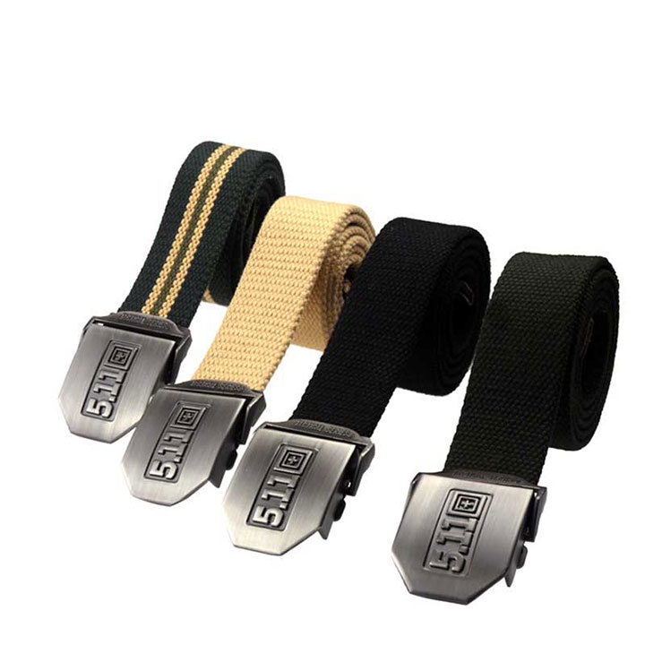 Dây Thắt Lưng Vải Canvas, Dây Vải Dù Dệt Từ Sợi Bông Thiên Nhiên Mặt Khóa Hợp Kim Thép Không Ghỉ
