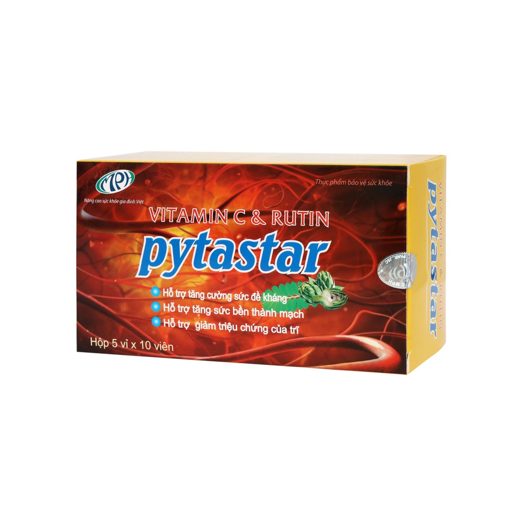 Vitamin C và Rutin PYTASTAR – Bổ sung Vitamin C & Rutin - Tăng cường sức đề kháng, tăng sức bền thành mạch. Hộp 50 viên.