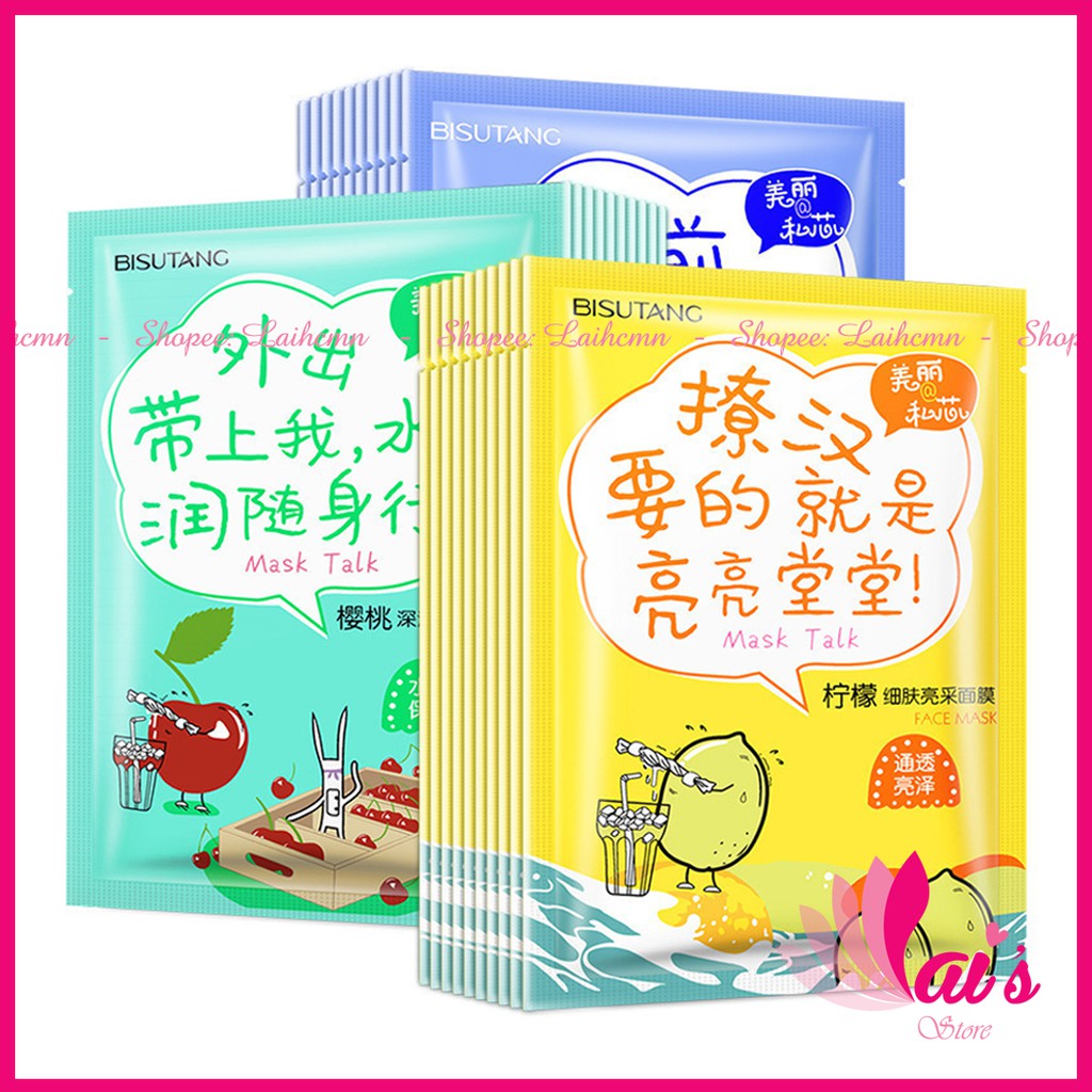 Mặt Nạ Trái Cây Mask Talk Bisutang Cherry, Chanh, Nho Dưỡng Trắng Da, Cấp Ẩm, Ngăn Lão Hóa Mask Nội Địa Trung