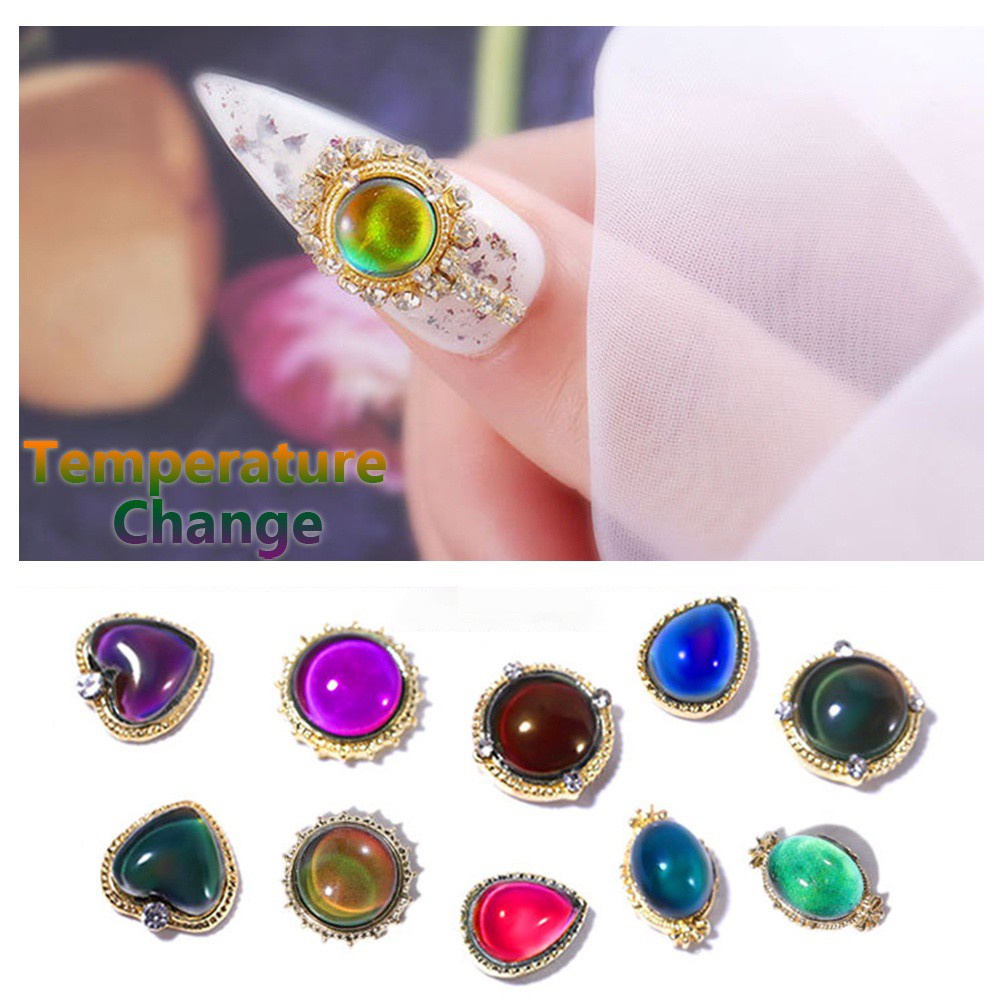 Đá Opal Hình Giọt Nước Thay Đổi Màu Theo Nhiệt Độ Trang Trí Móng Tay