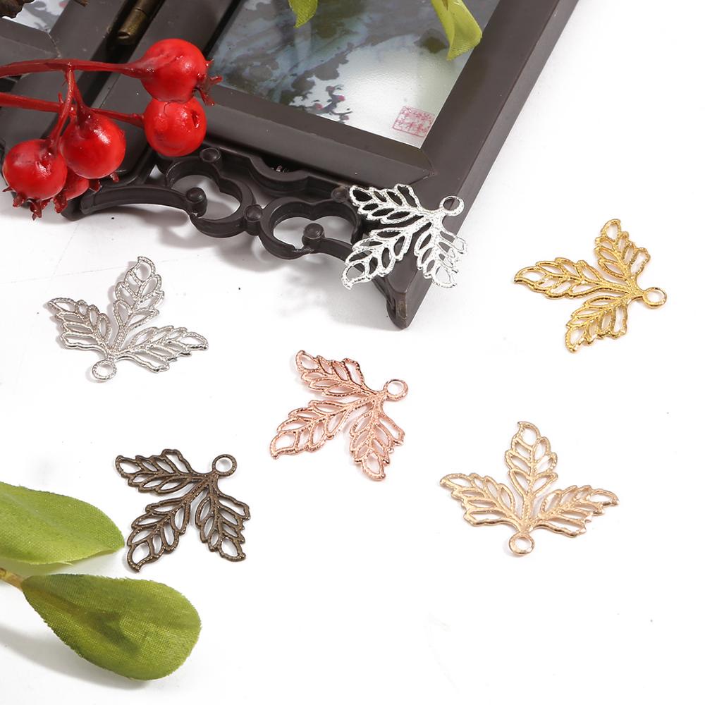 Set phụ kiện trang trí đóng gói DIY BEADIA kiểu dáng chiếc lá bằng kim loại thời trang