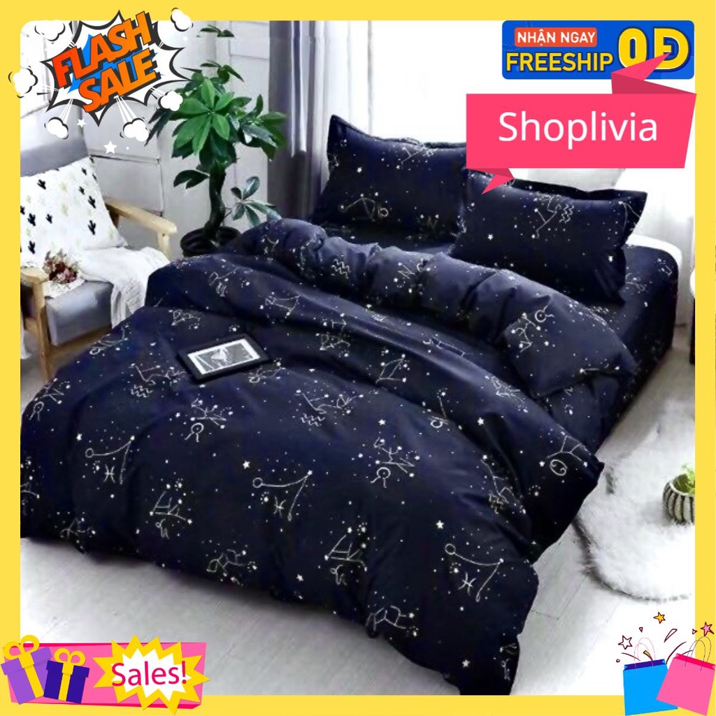 Ga Trải Giường bo chun[1mx2m,1m2x2m,mẫu mới nhất[SHOPLIVIA]-mẫu sao xanh than