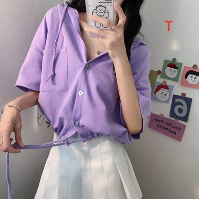 Áo crt mũ dây rút eo Trơn TTB886 | BigBuy360 - bigbuy360.vn