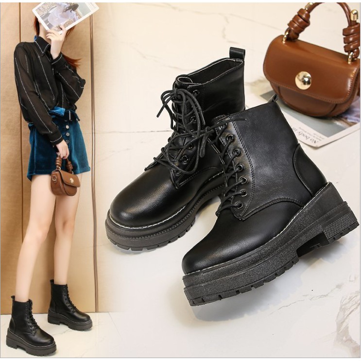 [Mã FASHIONGREEN194 giảm 10% tối đa 30k đơn từ 99k] (Hàng Đẹp + Sẵn)Boot đen cao cổ đế cao uzzlang siêu xịn🔥?🔥