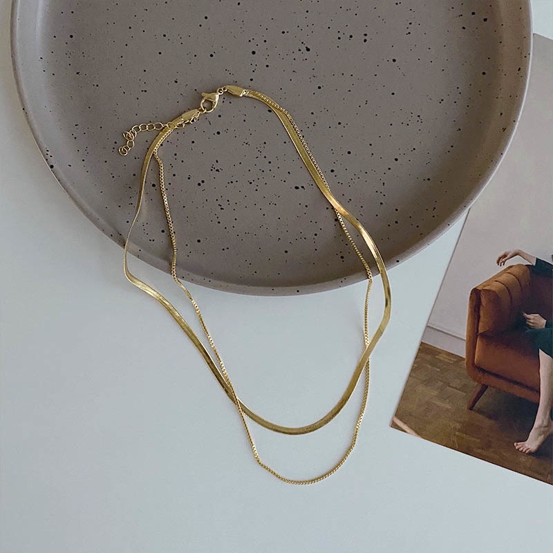 Vòng cổ Xương Rắn Hai Lớp Thời Trang Đường Phố Cá Tính Cho Nam Nữ