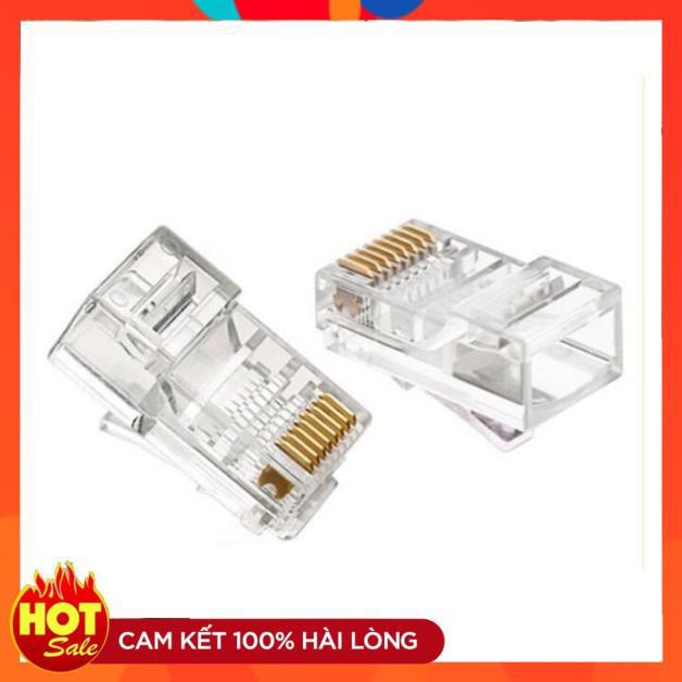 [Chính Hãng] Đầu bấm dây mạng RJ 45 AMP túi 100 hạt-hạt bấm đầu dây lan internet xịn tốt giá rẻ chất lượng cao cấp