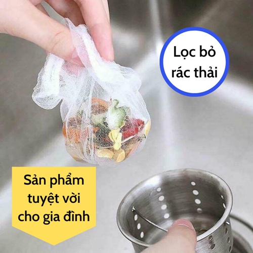 [Set 100 chiếc] Túi lọc rác  Túi lưới lọc rác bồn rửa chén bát tránh tắc nghẽn cống cho phòng bếp tiện dụng giá rẻ