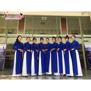 [Thanh lý] Áo dài lụa xanh coban kèm quần