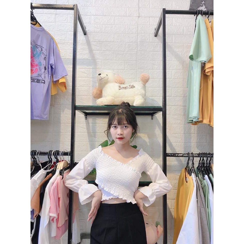 Áo Croptop Nhún - Áo Nhúm Nữ Đắp Chéo -Thời Trang Nữ AnAn - CRT6 | BigBuy360 - bigbuy360.vn