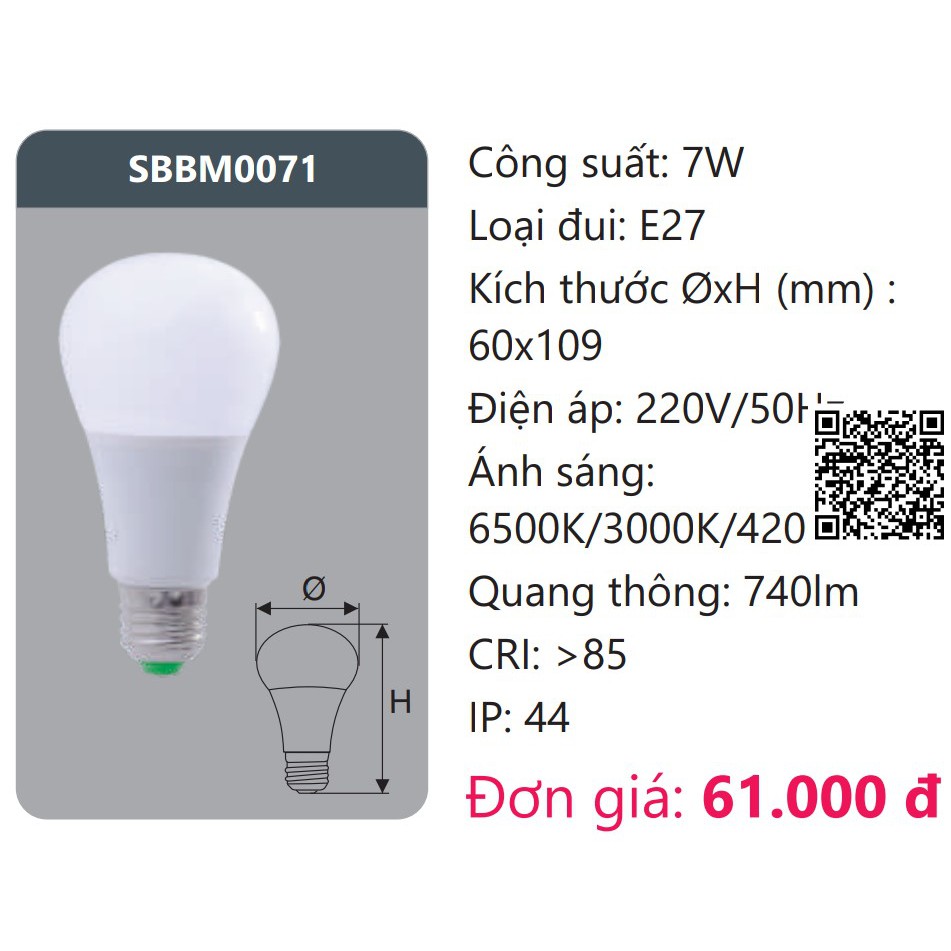 1168 ĐÈN LED BÚP TRÒN 7W CHIẾU SÁNG VÀNG E27 Loại tốt khả năng chống nước cao