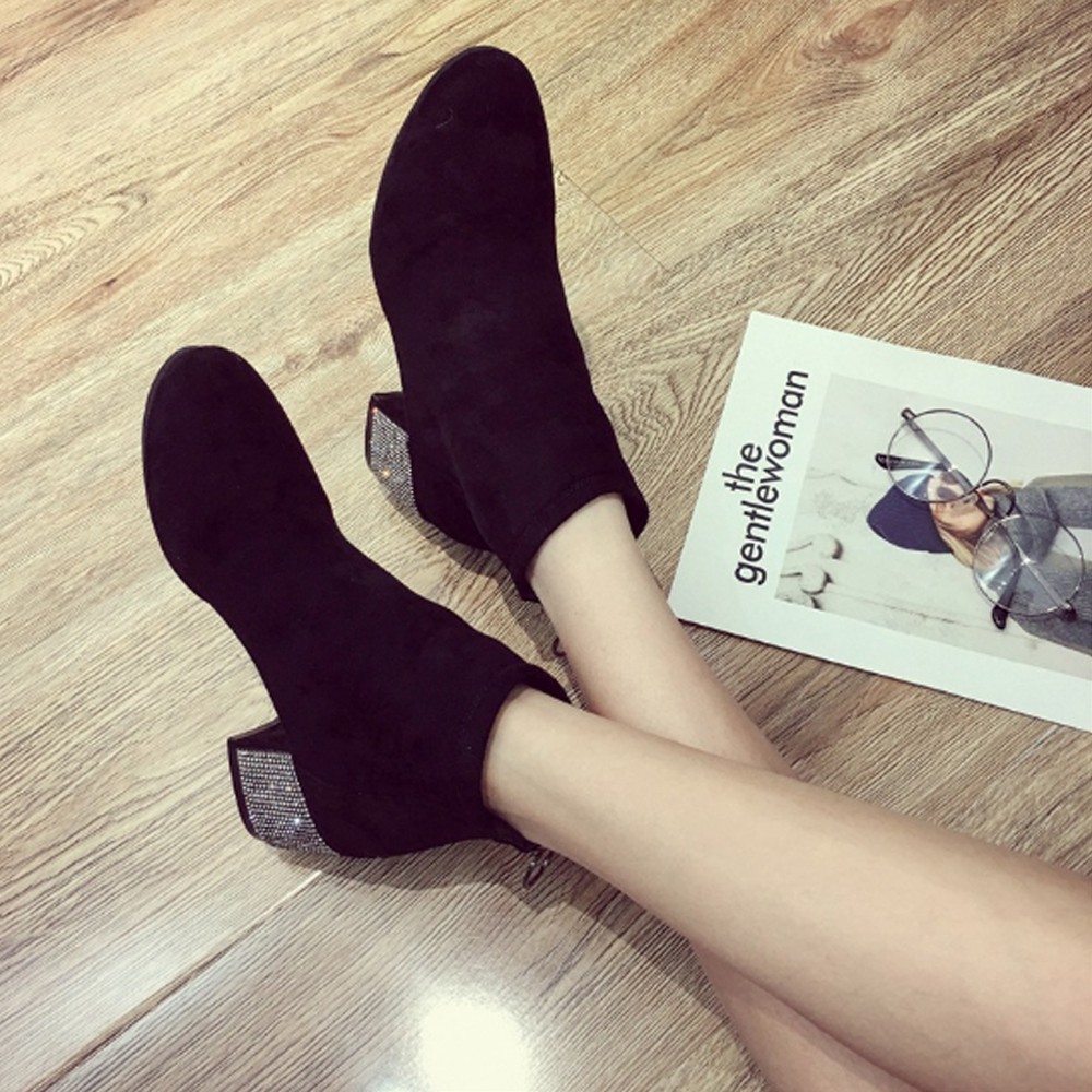 Boot nữ da lộn gót đính đá sang chảnh (kèm video) | BigBuy360 - bigbuy360.vn