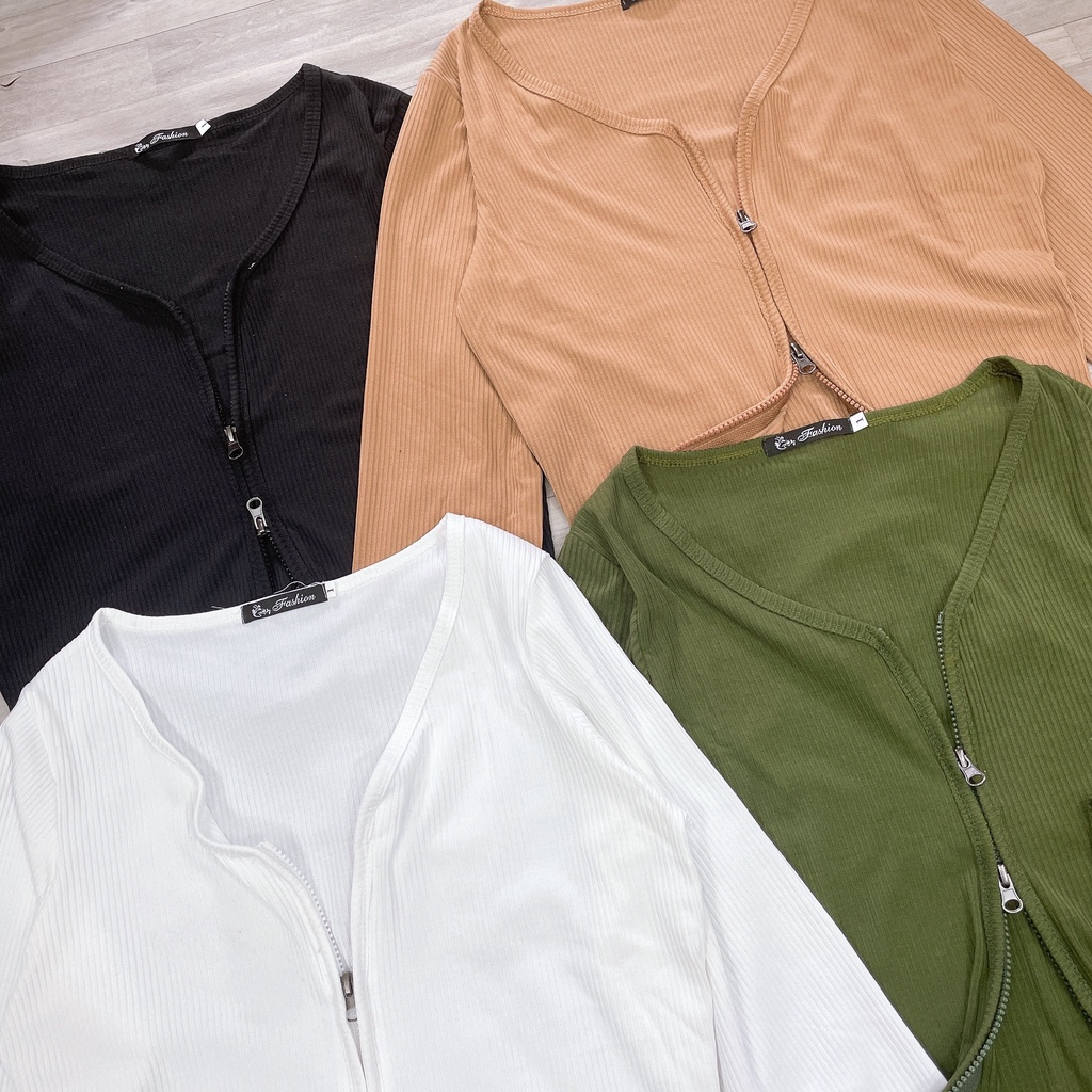 Áo thun Tay Dài Nữ Bigsize(58kg đến 85kg) Thu Đông,Áo KIểu Nữ Croptop Tay Dài Kéo Khóa Chất Thun Gân Tăm Ôm Body G12