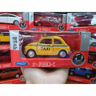 Xe mô hình Taxi Fiat Nuova 500 WELLY 1:36 (Vàng)