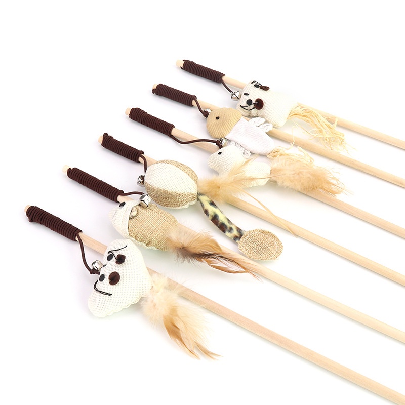 Đồ chơi cho mèo Cần câu mèo Dương Ninh dây thép có chuông nhiều loại cho Pet