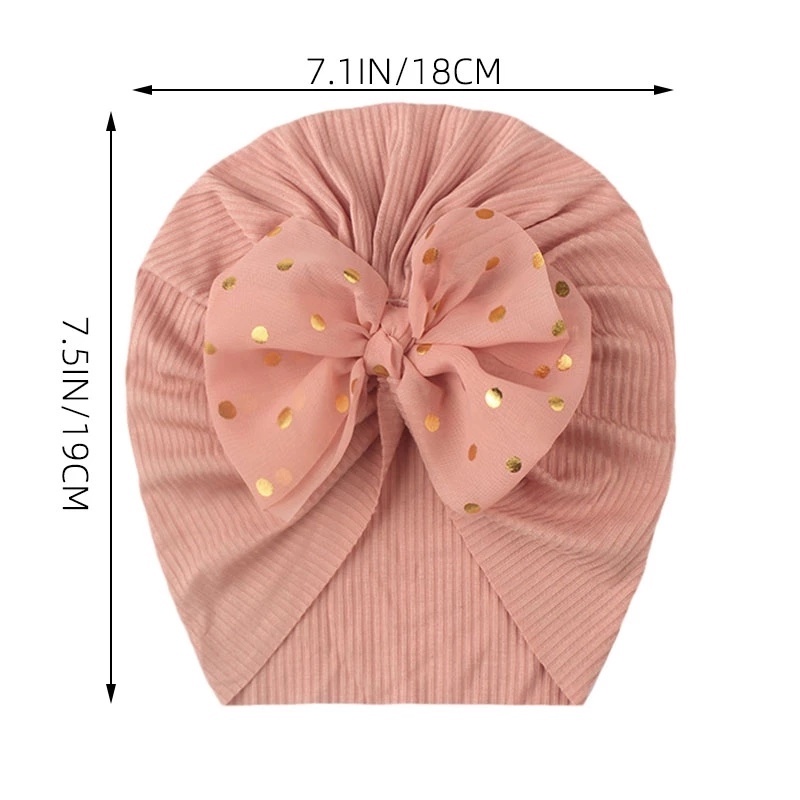 Mũ Turban Thắt Nơ Màu Đồng Lấp Lánh Giữ Ấm Hợp Thời Trang Dễ Thương Cho Bé Sơ Sinh