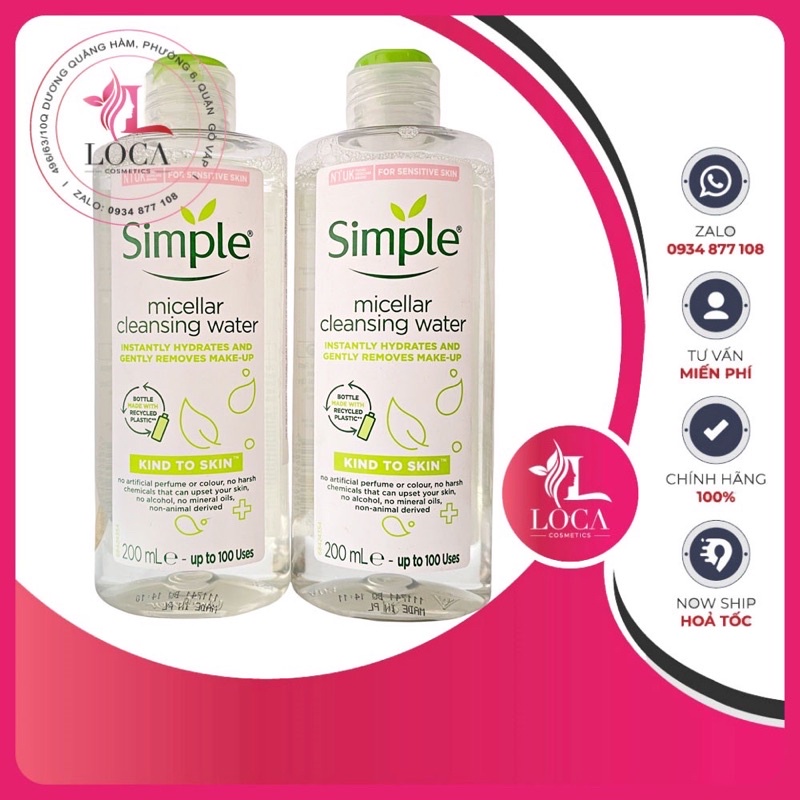 SIMPLE - Sữa rửa Mặt SIMPLE, Toner Nước Hoa Hồng SIMPLE, Tẩy Trang Simple