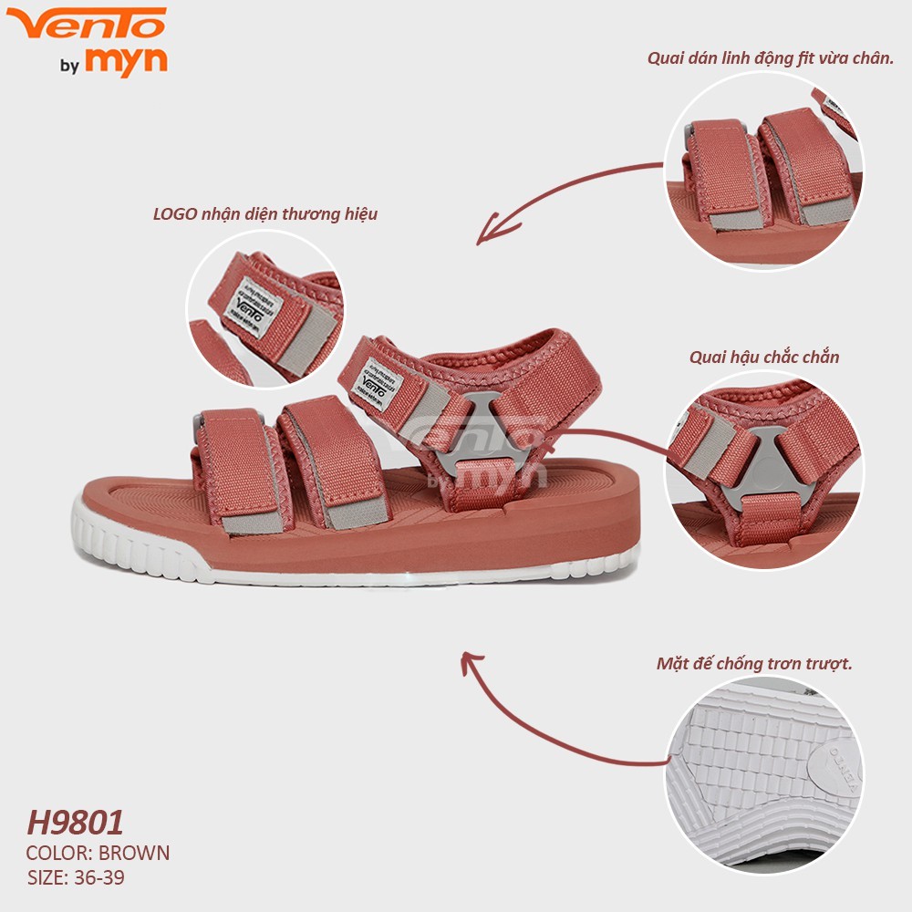 [Mã SKAMLTSM9 giảm 10% đơn 99K] [Freeship] Sandal Vento Nữ SD 9801 Màu hồng đậm - 3 quai vải dù