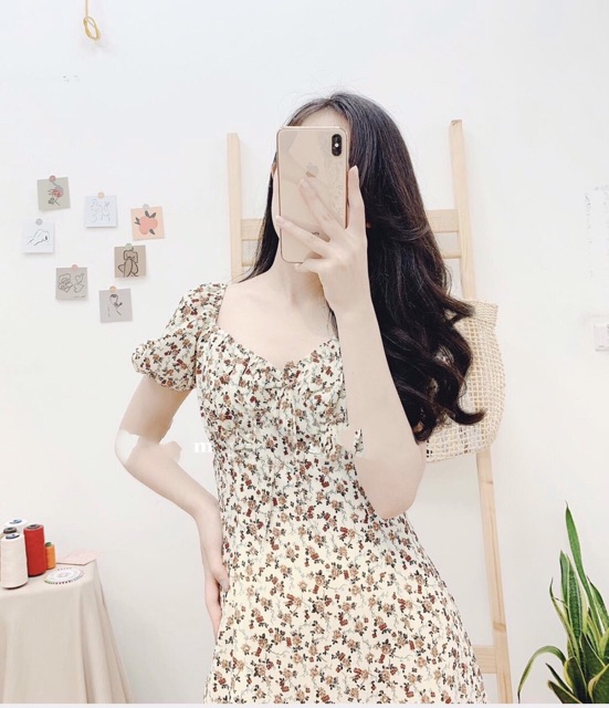 BÁN SỈ VÁY HOA DÚM NGỰC TAY BỒNG DK62 | BigBuy360 - bigbuy360.vn