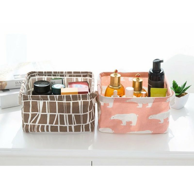 Giỏ Vải H1 Vintage Đựng Đồ Dùng Cá Nhân Để Bàn -H1