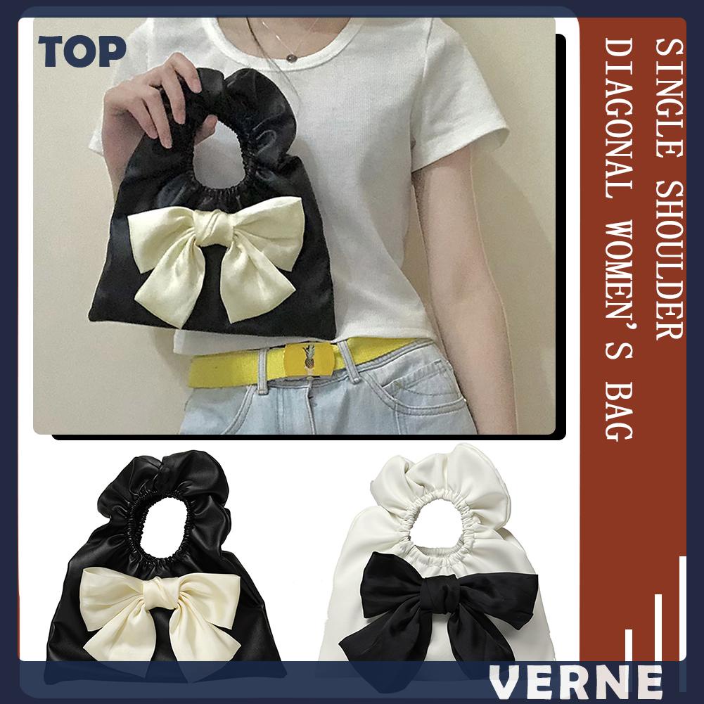 Túi Xách Da Pu Xếp Ly Đính Nơ Thời Trang Cho Nữ