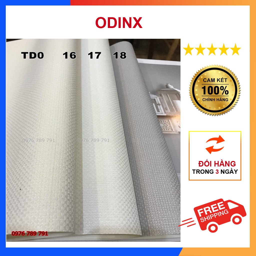 Giấy Dán Tường Phòng Ngủ Trơn Lụa Không Keo, Khổ 53cm Màu Vàng, Trắng Kem, Xanh Ghi,Be ODINX