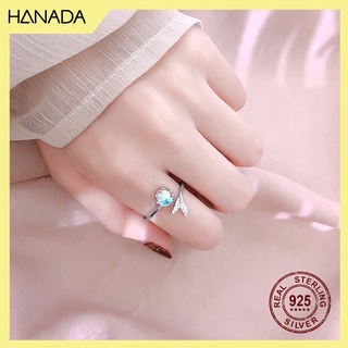 Nhẫn Bạc 925 Hanada Đuôi Cá Đá Xanh 0643 N8