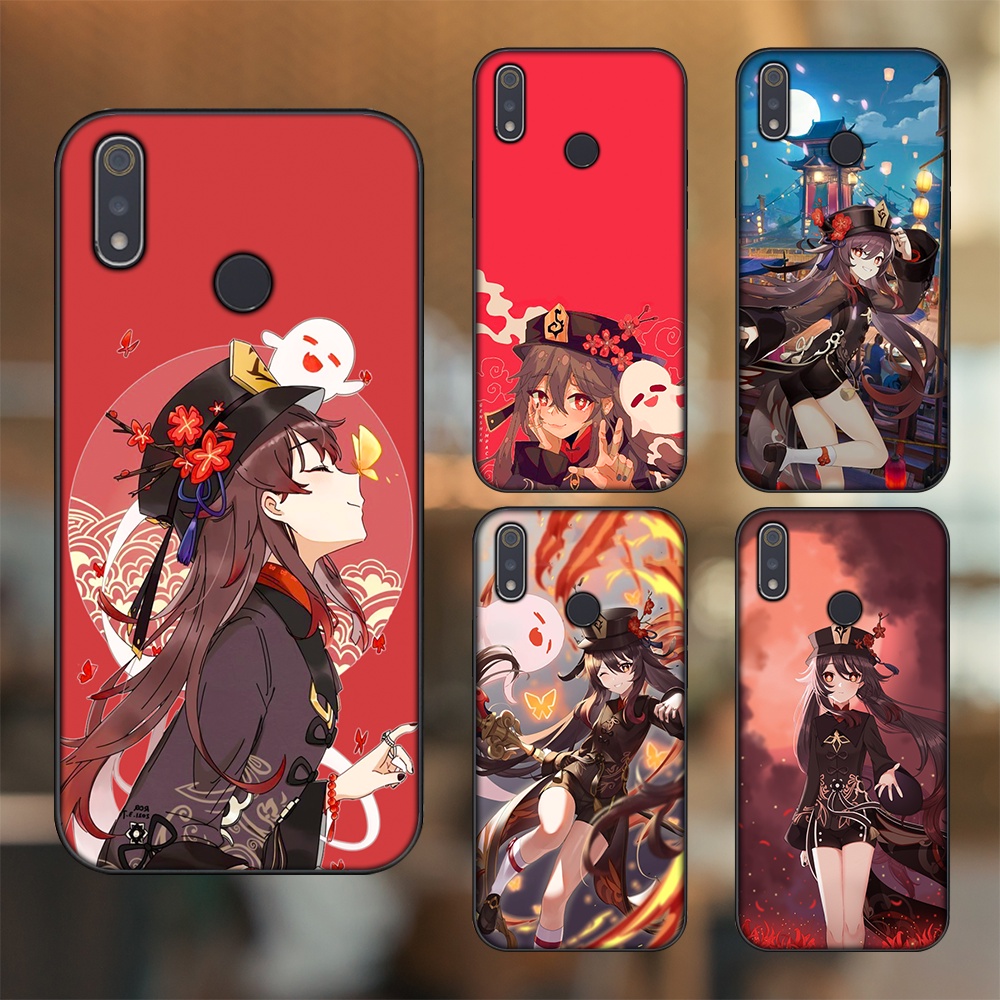 Ốp lưng Realme 3, 3 Pro viền đen in hình Hutao Genshin Impact