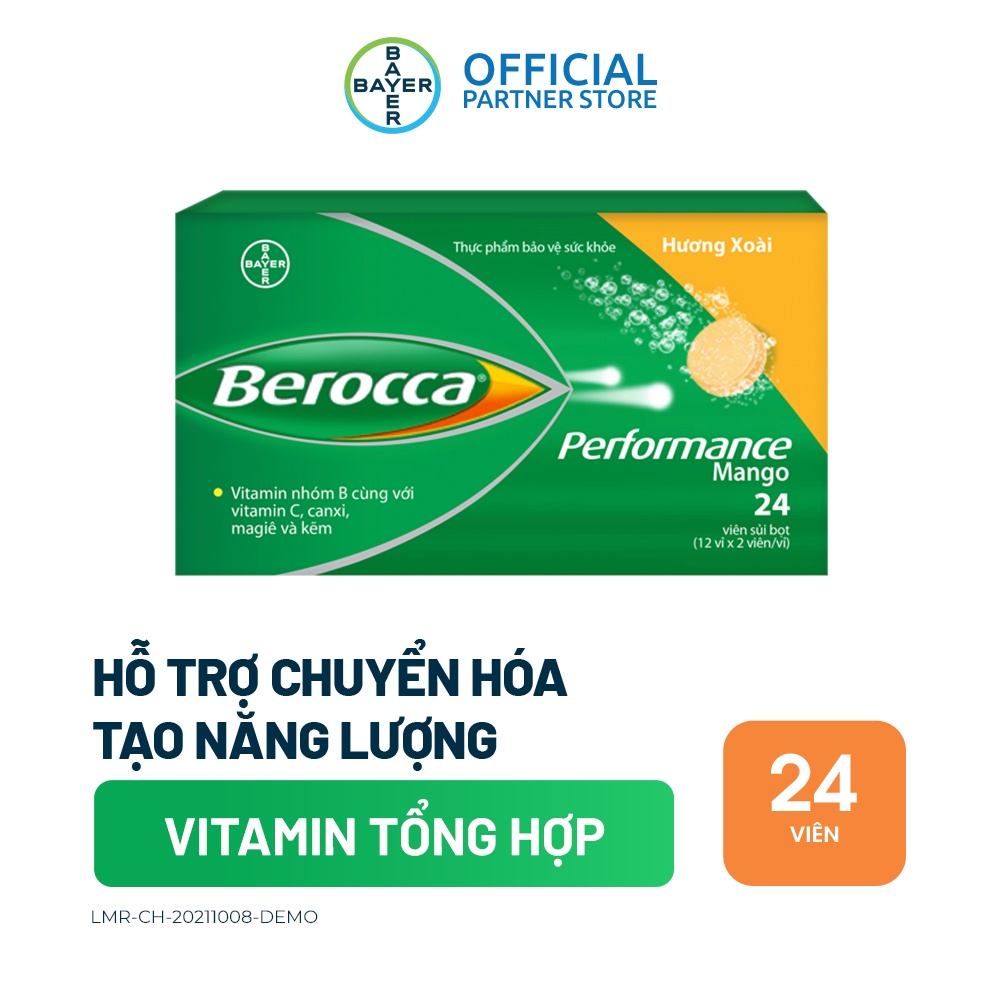 Viên sủi bổ sung Vitamin Berocca Performance Mango 24 Viên