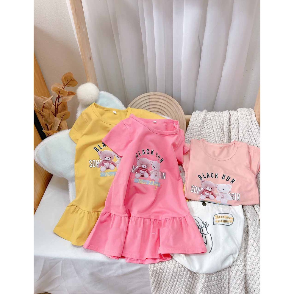 [MẪU MỚI] VÁY ĐUÔI CÁ BLACK BUN IN GẤU 3D SIÊU CƯNG CHẤT COTTON MỀM MÁT CHO BÉ 8-18KG. VIDEO THẬT. XƯỞNG MAY BIBO