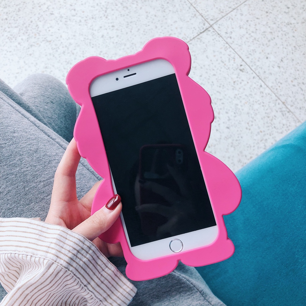 Ốp Điện Thoại Silicon Mềm Chống Sốc Hình Gấu 3D Cho iPhone 14 / 13 / 12 / 11 / X / 8 / 7P